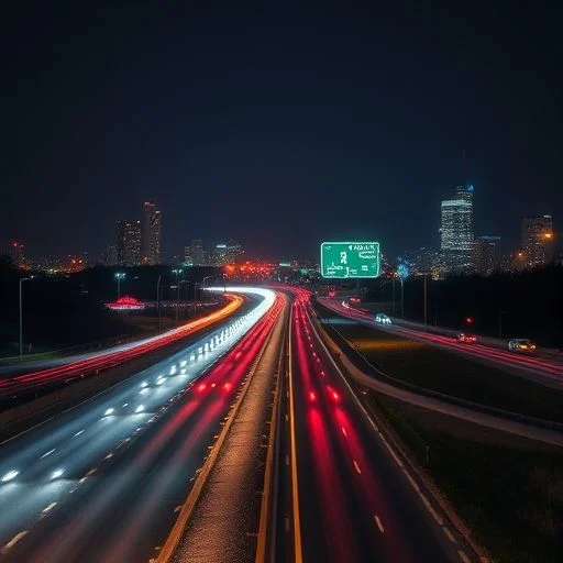 Abstract data flow through a glowing network